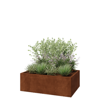 Jardinera de acero corten - Rectángulo - 120 x 80 x 40 cm - Con placa inferior