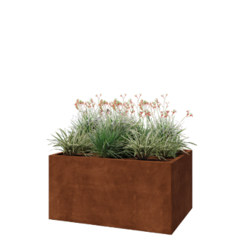 Jardinera de acero corten - Rectángulo - 120 x 80 x 60 cm - Con placa inferior