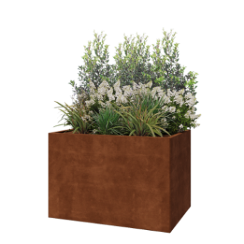 Jardinera de acero corten - Rectángulo - 120 x 80 x 80 cm - Con placa inferior