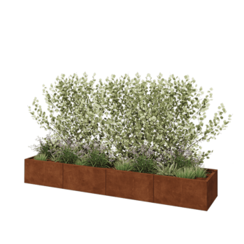 Jardinera XXL de acero corten - Rectángulo - 320 x 60 x 40 cm - Con placa inferior