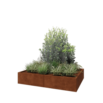 Jardinera XXL de acero corten - Rectángulo - 160 x 120 x 30 cm - Con placa inferior