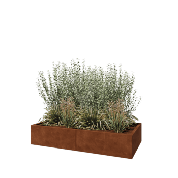 Jardinera XXL de acero corten - Rectángulo - 160 x 80 x 30 cm - Con placa inferior