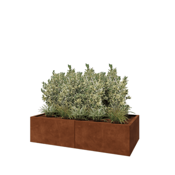 Jardinera XXL de acero corten - Rectángulo - 160 x 80 x 40 cm - Con placa inferior