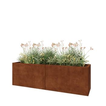 Jardinera XXL de acero corten - Rectángulo - 200 x 50 x 60 cm - Sin placa inferior