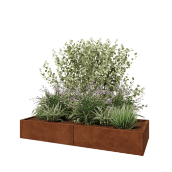 Jardinera XXL de acero corten - Rectángulo - 200 x 80 x 30 cm - Con placa inferior