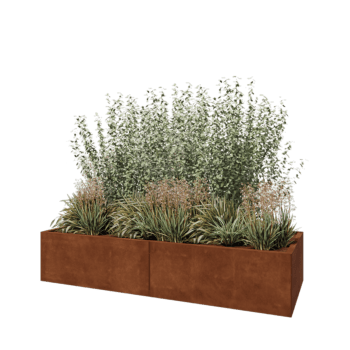 Jardinera XXL de acero corten - Rectángulo - 200 x 80 x 40 cm - Sin placa inferior