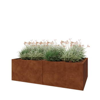 Jardinera XXL de acero corten - Rectángulo - 200 x 80 x 60 cm - Sin placa inferior