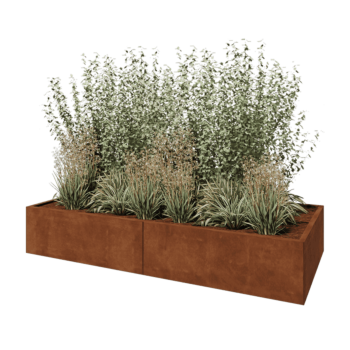 Jardinera XXL de acero corten - Rectángulo - 240 x 100 x 40 cm - Sin placa inferior