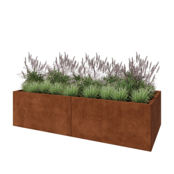 Jardinera XXL de acero corten - Rectángulo - 240 x 100 x 60 cm - Con placa inferior