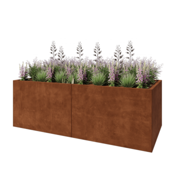 Jardinera XXL de acero corten - Rectángulo - 240 x 100 x 80 cm - Con placa inferior