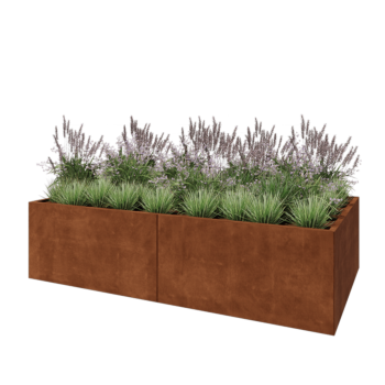 Jardinera XXL de acero corten - Rectángulo - 240 x 120 x 60 cm - Con placa inferior