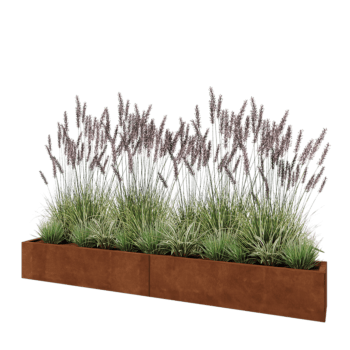 Jardinera XXL de acero corten - Rectángulo - 240 x 30 x 30 cm - Sin placa inferior