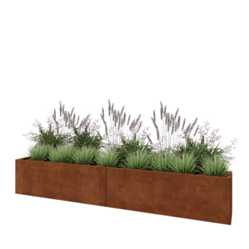 Jardinera XXL de acero corten - Rectángulo - 240 x 30 x 40 cm - Sin placa inferior