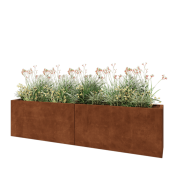 Jardinera XXL de acero corten - Rectángulo - 240 x 40 x 60 cm - Sin placa inferior