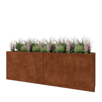 Jardinera XXL de acero corten - Rectángulo - 240 x 50 x 80 cm - Sin placa inferior