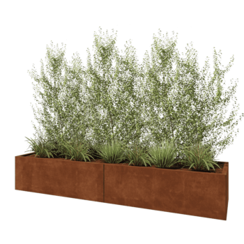 Jardinera XXL de acero corten - Rectángulo - 240 x 60 x 40 cm - Con placa inferior
