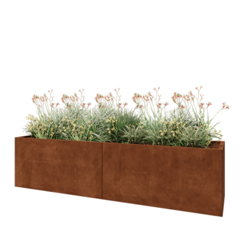 Jardinera XXL de acero corten - Rectángulo - 240 x 60 x 60 cm - Con placa inferior