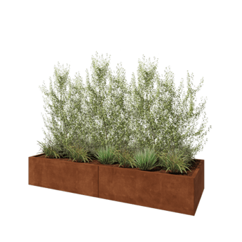 Jardinera XXL de acero corten - Rectángulo - 240 x 80 x 40 cm - Con placa inferior