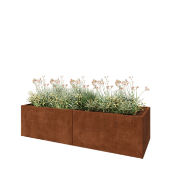 Jardinera XXL de acero corten - Rectángulo - 240 x 80 x 60 cm - Con placa inferior