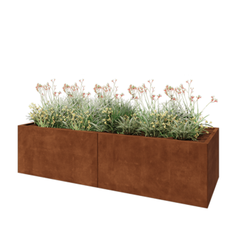 Jardinera XXL de acero corten - Rectángulo - 240 x 80 x 60 cm - Con placa inferior