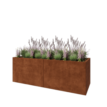 Jardinera XXL de acero corten - Rectángulo - 240 x 80 x 80 cm - Con placa inferior
