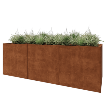 Jardinera XXL de acero corten - Rectángulo - 300 x 100 x 100 cm - Sin placa inferior