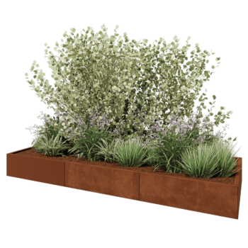 Jardinera XXL de acero corten - Rectángulo - 300 x 100 x 30 cm - Sin placa inferior