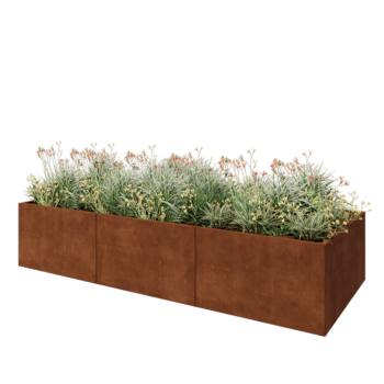 Jardinera XXL de acero corten - Rectángulo - 300 x 120 x 60 cm - Con placa inferior