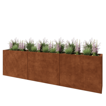 Jardinera XXL de acero corten - Rectángulo - 300 x 40 x 80 cm - Sin placa inferior