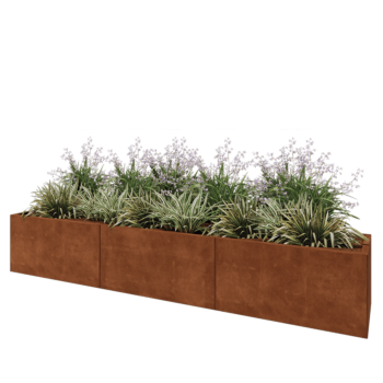 Jardinera XXL de acero corten - Rectángulo - 300 x 50 x 50 cm - Sin placa inferior