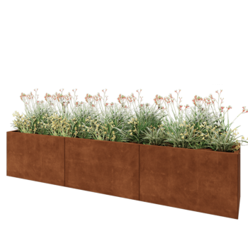 Jardinera XXL de acero corten - Rectángulo - 300 x 50 x 60 cm - Sin placa inferior