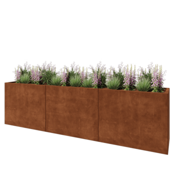 Jardinera XXL de acero corten - Rectángulo - 300 x 50 x 80 cm - Sin placa inferior