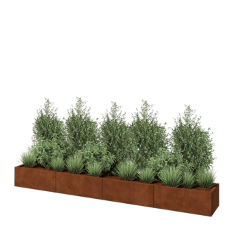 Jardinera XXL de acero corten - Rectángulo - 320 x 40 x 30 cm - Sin placa inferior