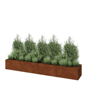 Jardinera XXL de acero corten - Rectángulo - 320 x 50 x 40 cm - Con placa inferior
