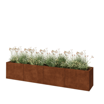 Jardinera XXL de acero corten - Rectángulo - 320 x 50 x 60 cm - Con placa inferior