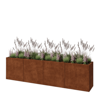 Jardinera XXL de acero corten - Rectángulo - 320 x 50 x 80 cm - Con placa inferior