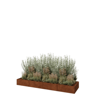 Jardinera XXL de acero corten - Rectángulo - 320 x 80 x 30 cm - Sin placa inferior