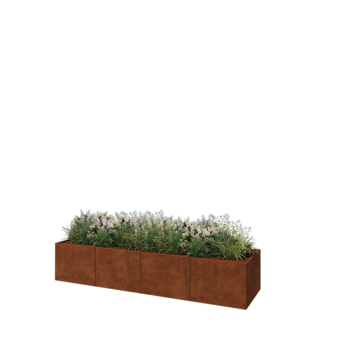 Jardinera XXL de acero corten - Rectángulo - 320 x 80 x 60 cm - Con placa inferior