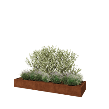 Jardinera XXL de acero corten - Rectángulo - 360 x 100 x 40 cm - Con placa inferior