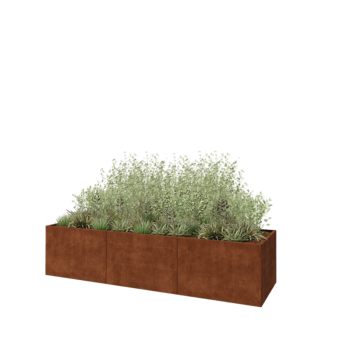 Jardinera XXL de acero corten - Rectángulo - 360 x 100 x 80 cm - Sin placa inferior