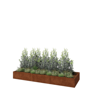 Jardinera XXL de acero corten - Rectángulo - 360 x 120 x 40 cm - Sin placa inferior
