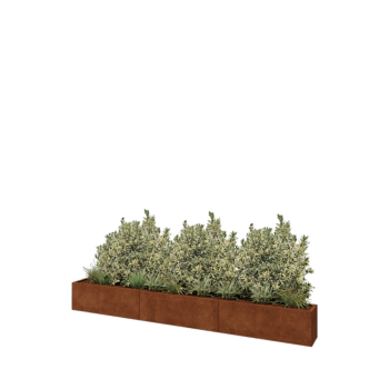 Jardinera XXL de acero corten - Rectángulo - 360 x 30 x 40 cm - Con placa inferior
