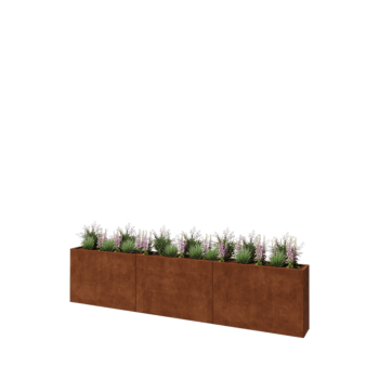 Jardinera XXL de acero corten - Rectángulo - 360 x 30 x 80 cm - Sin placa inferior