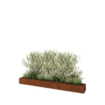Jardinera XXL de acero corten - Rectángulo - 360 x 40 x 30 cm - Sin placa inferior