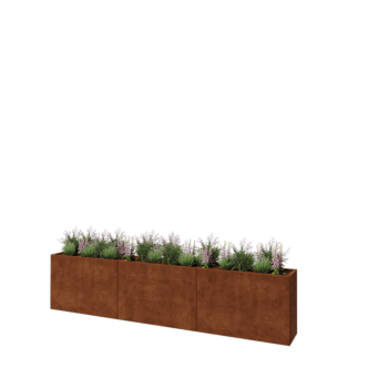Jardinera XXL de acero corten - Rectángulo - 360 x 40 x 80 cm - Sin placa inferior