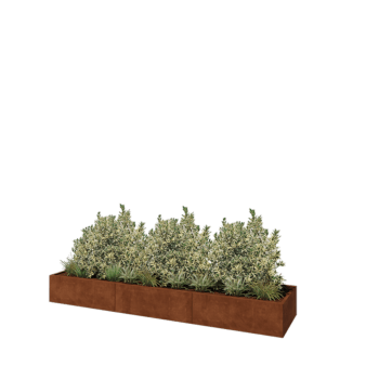 Jardinera XXL de acero corten - Rectángulo - 360 x 80 x 40 cm - Con placa inferior