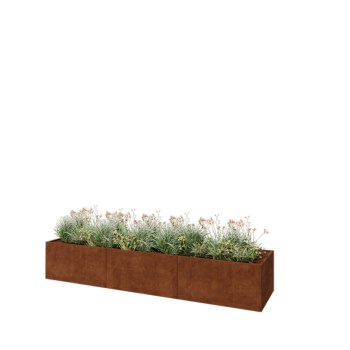 Jardinera XXL de acero corten - Rectángulo - 360 x 80 x 60 cm - Con placa inferior