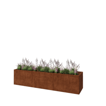 Jardinera XXL de acero corten - Rectángulo - 360 x 80 x 80 cm - Sin placa inferior
