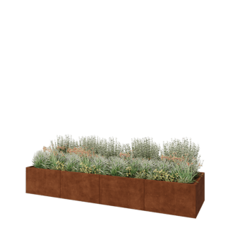 Jardinera XXL de acero corten - Rectángulo - 400 x 100 x 60 cm - Sin placa inferior