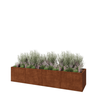 Jardinera XXL de acero corten - Rectángulo - 400 x 100 x 80 cm - Sin placa inferior